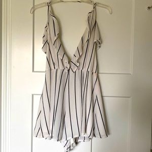 White with black stripes Romper